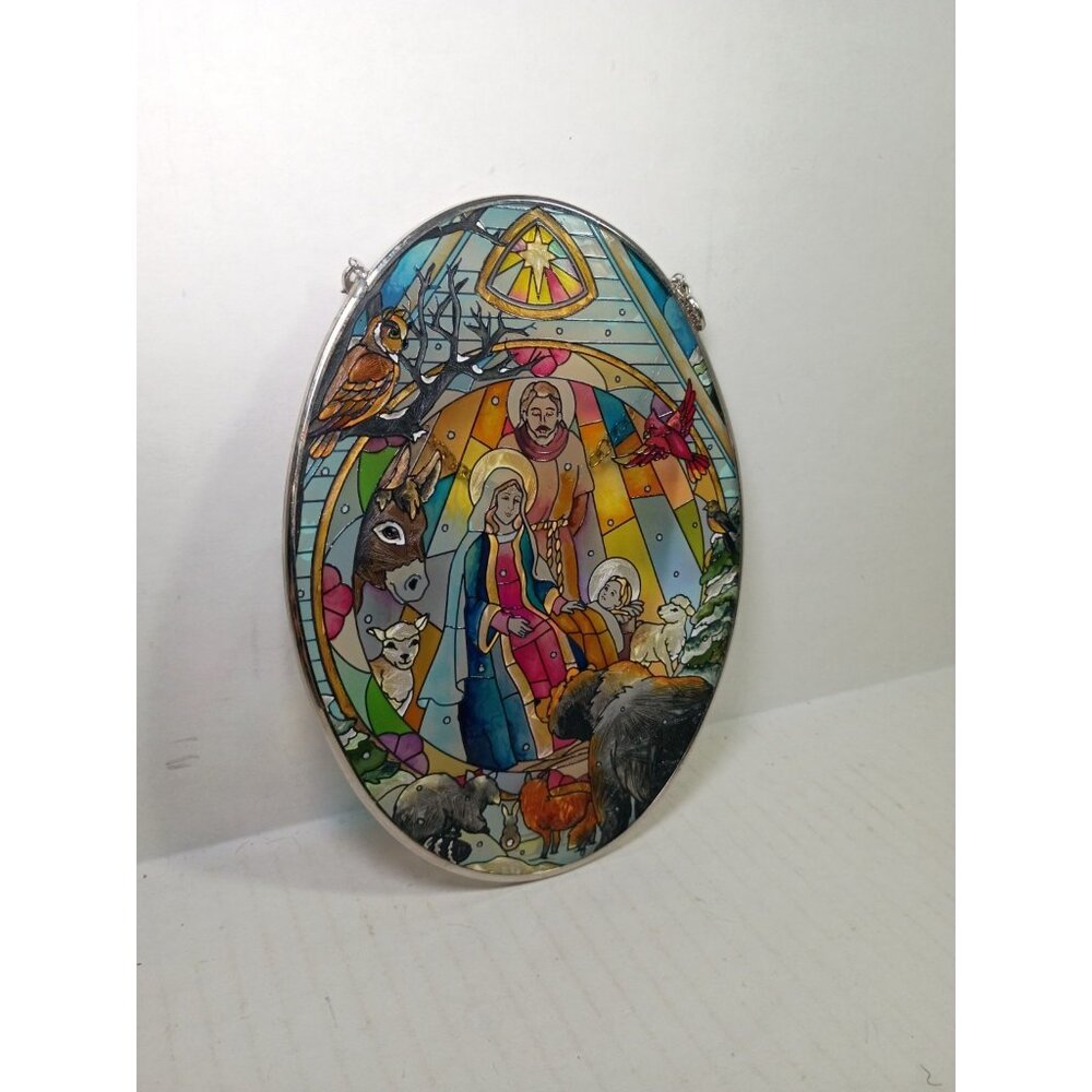 AMIA Hand Painted Stained Glass Holy Family Nativity Sun-catcher - Picture 2 of 5